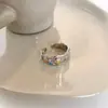 Anillo de Dedo Abierto de Bambú Color Estilo Retro Estrella Índice Anillo de Diseño de Nicho Femenino Joyería de Mano de Personalidad Ajustable