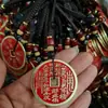 Pingente de Moeda do Espírito da Montanha Vintage com Oito Trigramas de Qianlong, Moeda de Cobre Vermelho do Espírito da Montanha Estilo Chinês, Pingente de Moeda da Paz Estilo Antigo para TikTok