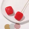 Accesorios de Resina Zhenwu Color Sólido Simple Degradado Cuadrado Tridimensional Agujero Medio Joyería DIY Pendiente Colgante Materiales Accesorios