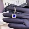 Simulação de fornecimento ao vivo Diamante Princesa quadrado anel de diamante cheio de diamante micro embutido brincos brincos corindo vermelho pingente de clavícula colar