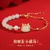 Collar Tichia Original de Jade Hetian Caballo Lindo para Mujer Plata de Ley S925 Estilo Chino Nuevo Colgante de Gama Alta Año del Caballo 2026