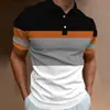 Camisa Polo de hombre de manga corta, básica, versátil, de uso diario, casual, con estampado 3D a rayas, popular, de venta caliente, explosiva europea
