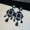 Brincos de borla em formato de flor com zircônia super brilhante, estilo europeu e americano de luxo, brincos de banquete do palácio, brincos de luxo leve de alta qualidade para mulheres