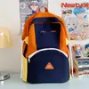 Mochila Feminina Estudante Universitária Bonita Cor Contrastante 2025 Nova Estudante do Ensino Fundamental II e Ensino Médio Mochila de Viagem de Grande Capacidade