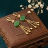 Cien Millones Diseño Original Estilo Chino Retro Color Esmalte Flor de Loto Ruyi Cerradura Borla Pendientes Femeninos Elegantes Pendientes Cheongsam
