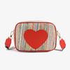 2024 nuevo bolso de paja tejida con correa ancha para el hombro moda simple amor a rayas bolso bandolera de hombro una generación de cabello