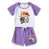 Traje de verano para bebé de niño y niña de dibujos animados del equipo Wang Wang, nuevo para niños, de algodón, manga corta, shorts, delgado de dos piezas, fino