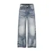Jeans de Lavado Claro con Oso Mágico Estilo Callejero Desgastados Pantalones Rectos Casual Americano Sueltos de Pierna Ancha Pantalones Casuales