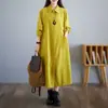 Nuevo Vestido de Pana Retro Artístico Holgado Otoño/Invierno 2026 Cuello Solapa Manga Larga Por Encima de la Rodilla Vestido Camisa Falda Larga