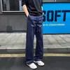 Pantalones de senderismo para hombre de otoño, impermeables, corte holgado, corte oblicuo, con bordado en el bolsillo, pantalones casuales de pierna ancha a la moda, estilo americano