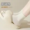 Calcetines de media pantorrilla para mujer, Calcetines de maternidad de color liso, Calcetines de algodón sin costuras, Calcetines blancos, Calcetines estilo universitario, Venta al por mayor desde Zhuji