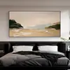 Pintura de banner de paisaje abstracto minimalista para decoración de sala de estar, creando un efecto artístico en capas, adecuada para colgar en la pared detrás del sofá