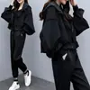 Conjunto Esportivo e Casual de Primavera e Outono Feminino 2025 Nova Moda de Nicho Temperamento Tamanho Grande Solto Emagrecedor Conjunto de Duas Peças
