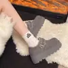 Sapatos Birkenstock de Lã com Solado Grosso Sapatos de Algodão Quentes com Forro de Lã Outono e Inverno 2025 Sapatos Casuais que Aumentam a Altura Sapatos de Algodão Modernos