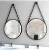Estilo Nórdico de Moda Tocador Espejo Redondo Hogar Dormitorio Simple Hierro Maquillaje Colgante de Pared Espejo Redondo Hotel Alojamiento de Huéspedes Baño de Lujo Ligero