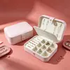 Nuevo en stock estuche portátil de cuero para joyería con espejo, caja expositora con accesorio de broche, caja de almacenamiento para anillos y accesorios para el cabello de niñas