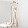 Camisola de Verano para Mujer de Modal, Sin Mangas, Espalda Sexy de Encaje, Longitud Media, Vestido de Color Sólido, Ropa de Casa