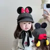 Chapéu Infantil Outono e Inverno Fofo Laço da Minnie Chapéu com Aba para Bebê Menina Chapéu de Lã Quente para Meninas Bebês