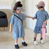 Traje de Verano de Mezclilla para Niños Niños 2026 Nueva Moda de Verano Elegante Vestido para Bebé Niña Ropa Casual para Hermanos