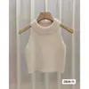 Colete de Gola Alta Feminino de Pelo de Vison Novo Retrô Outono Sem Mangas Camiseta Interna Suspensório Gola Alta Tricô Justo