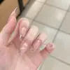 [Original de Ling Luo] Color Nude Delicado, Suave y Etéreo, Tipo Gelatina, Arte de Uñas Hecho a Mano Ojo de Gato Francés Atmosférico