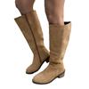 Botas altas de gamuza delgada de tacón grueso para comercio exterior europeo y americano para mujer con cremallera lateral tacón alto botas largas de moda Wish