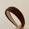 Diadema de Terciopelo Texturizado para Mujer, Estilo Vintage de Hong Kong, Corona Alta, Elegante Diadema de Ala Ancha para Salidas de Otoño e Invierno