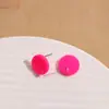 Aretes de botón redondos perforados de acrílico de color sólido, dulces y sencillos, estilo coreano, accesorios para llaveros de pendientes DIY