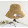 Moda All-match Estilo Coreano Moda Margarida Bordada Chapéu de Palha Mulheres Verão Dobrável Pescador Chapéu Chapéu de Sol