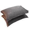 Funda de almohada de terciopelo de leche bordada nórdica color liso engrosada cristal coral terciopelo individual 48x 74cm Funda de almohada Funda de almohada