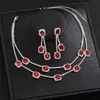 Conjunto de dos piezas de collar y pendientes de borla cuadrada multicapa de AliExpress transfronterizo, cadena para la clavícula de lujo ligero de alta gama, joyería para bodas