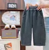 Temporada de Regreso a Clases Pantalones para Niños Estilo Primavera y Otoño Niñas Estilo Coreano Pierna Curva Pantalones Casuales Niños Versátil Puño Elástico Pantalones Largos Venta al por Mayor