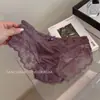 Lencería Fina de Encaje Transpirable Malla Hueca Cintura Media Algodón Puro Entrepierna Tejido de Seda Cómodos Calzones para Mujer Ropa Interior Francesa