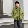 Casaco de Plumas Infantil Impermeável Rastreado Seguro com Capuz para Crianças Médias e Grandes Quente Acolchoado Espesso Leve Casaco Quente Casaco Acolchoado de Algodão