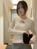 Top de punto de manga larga estilo coreano IMISS con diseño de nudo para mujer, nueva colección otoño 2026, corte ajustado, favorecedor y versátil