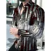 Camisa social casual de manga comprida transfronteiriça, nova camisa estampada masculina, Amazon tamanho grande manga comprida, dropshipping de peça única