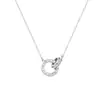 Colar com fivela de anel S925 prata de lei anel duplo digital romano pingente de diamante menina ins luxo leve corrente de pingente versátil