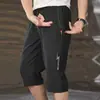 Calça Esportiva Masculina de Verão Simples, Fina, Respirável, Secagem Rápida, Solta, Casual, Cropped