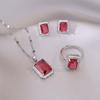 Collar para Mujer, Moderno Circonita Roja Geométrico Nicho Moda Nuevo Diseño Colgante Temperamento Set Collar de Acero de Titanio