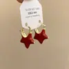 Brincos Vermelhos Festivos Atmosféricos Esmalte Pingado a Óleo Flocado Laço Brincos de Pérola Nicho Noiva Brincos Xiuhe