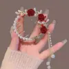 Estilo Antiguo Flor de Lirio Borla Moño Coleta Alta Pinza Pasador Hacedor de Moños Accesorios para el Cabello de Perla Tocado Lazo Mujer