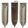 Conjunto de sete peças de extensões de cabelo sem costura, extensões de cabelo sintético liso e longo com 16 presilhas, em cor sólida, material de fibra resistente a altas temperaturas.