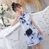 Cheongsam de verano para niños, nuevo estilo chino, cheongsam de manga corta, mejorado, vestido cheongsam estampado de estilo étnico para niña