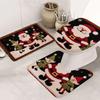 Alfombrilla de baño transfronteriza, alfombrilla absorbente antideslizante, juego de tres piezas para inodoro, alfombrilla antideslizante, alfombrilla de franela para lavabo, Navidad