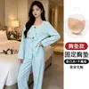 Pijama de Algodão Nuvem para Mulheres, Estilo Primavera e Outono, com Bojos Embutidos, Manga Longa, Calça Longa, Desenho Animado Fofo, Fino, para Meninas, Conjunto para Casa