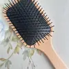 Pente de almofada de ar em madeira de faia, design quadrado grande, pente de madeira com almofada de ar, similar ao Muji, pente massageador para alisar cabelo, conjunto doméstico, personalizável com gravação