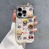 Para Capa de Celular Apple 15 iphone14pro Ursinho de Desenho Animado Fofo 13 Galvanizado 6D Janelas Silicone X