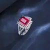 Diseño de Moda de Lujo Accesible Europeo y Americano Plata de Ley S925 Corte Flor de Hielo Diamante de Alto Carbono Anillo Cubo de Azúcar 8*10 Joyería Transfronteriza