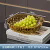 Placa de Frutas Transparente Doméstica de Luxo Leve com Alto Valor de Cor Plástico Placa de Frutas Placa de Comida Resistente a Quedas PET Cristal de Diamante Placa de Frutas