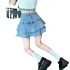 Mini Saia Jeans Franzida Feminina Verão Cintura Alta Linha A Cauda de Peixe Evasê Tamanho Grande Irmãs Gordas Saia Modeladora